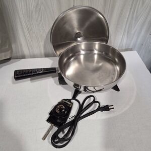 Vintage Farberware 300A Electric Skillet Stainless Steel 10" Temperature Control